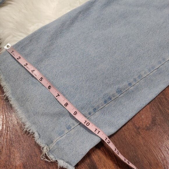 White Fox Light Blue Raw Hem Wide Leg Denim Jeans Size Medium - Picture 13 of 13